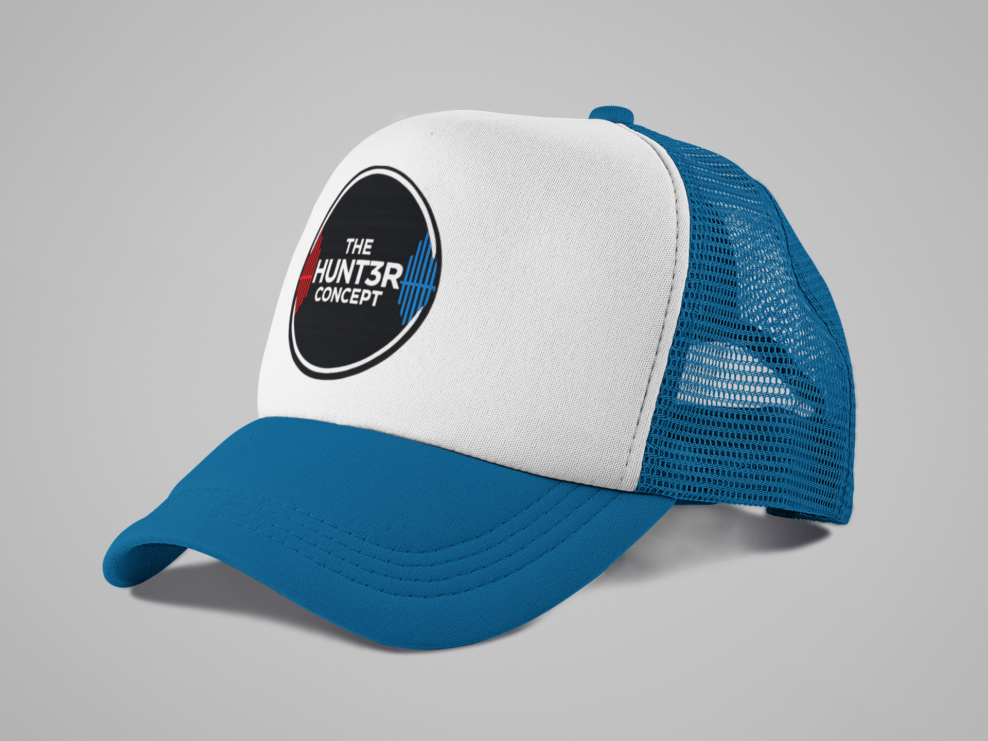 The Hunt3r Concept Trucker Hat- White with Blue