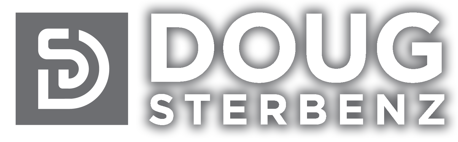 The logo for doug sterbenz is black and white.