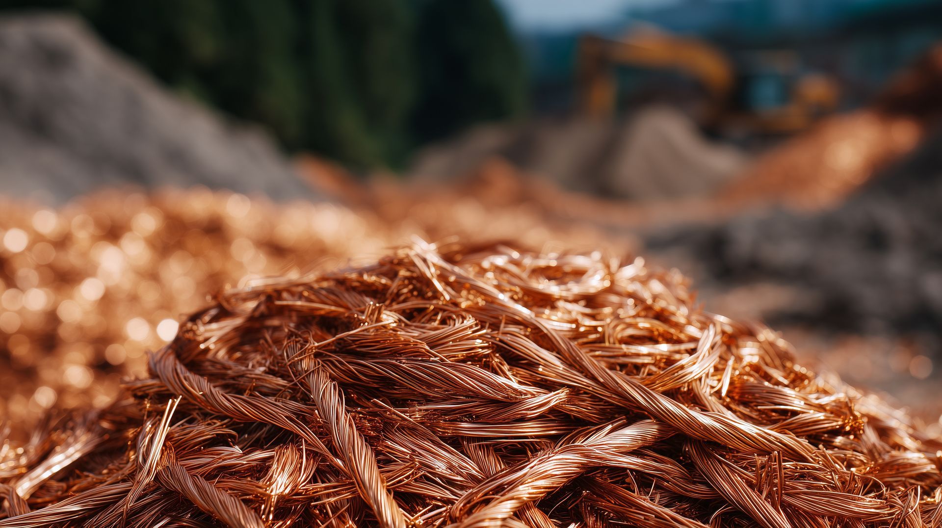 Heap of twisted and shredded copper scrap at recycling facility. Heap of twisted and shredded copper scrap at recycling facility.