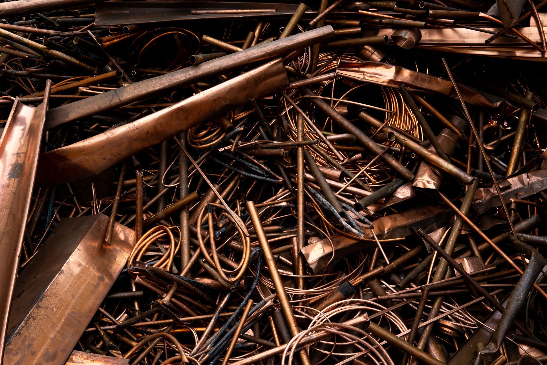 Scrap copper at a metal recycling center near Bristol, TN
