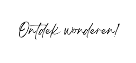 Black cursive text reading “Ontdek wonderen!” on a white background