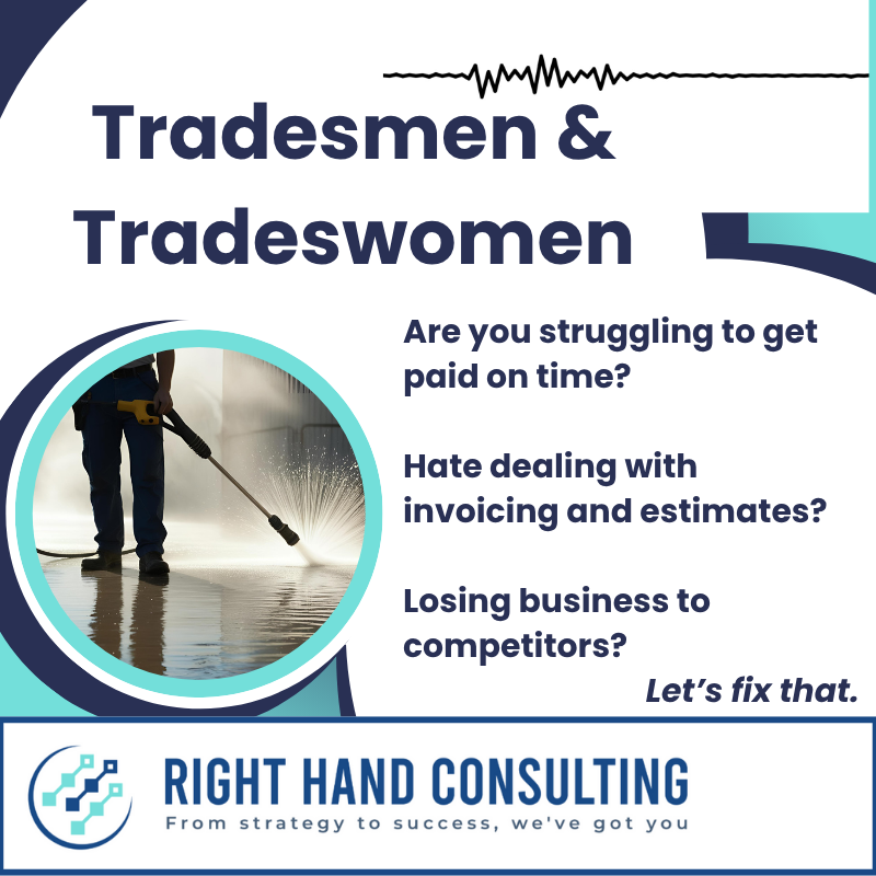 Trade Master Toolkit graphic promoting invoicing, estimates, and payment support for tradespeople
