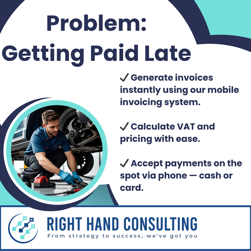 Tradesperson calculating invoices to address late payment issues