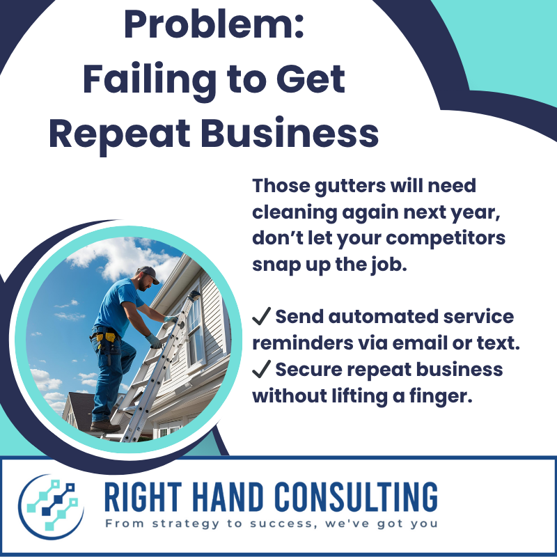 Tradesperson cleaning gutters to illustrate repeat-business challenges