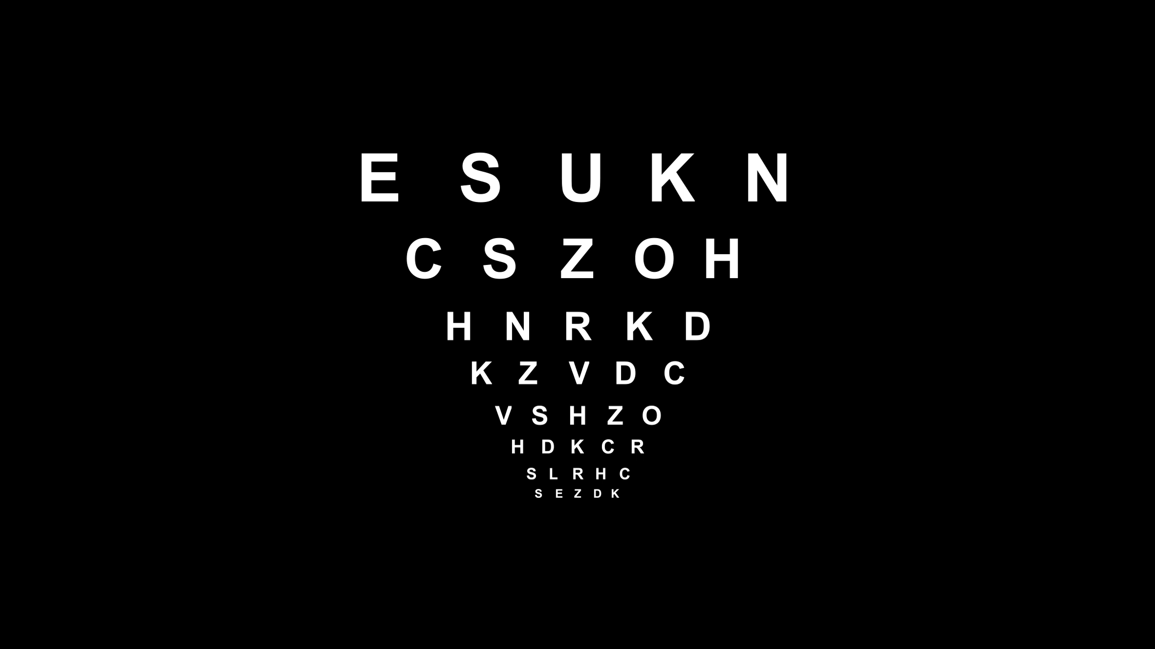 Animation von zufälligen Buchstaben die das Wort Sehschule formen