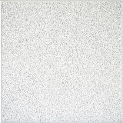 Panel de techo de color blanco con superficie texturizada y punteada.