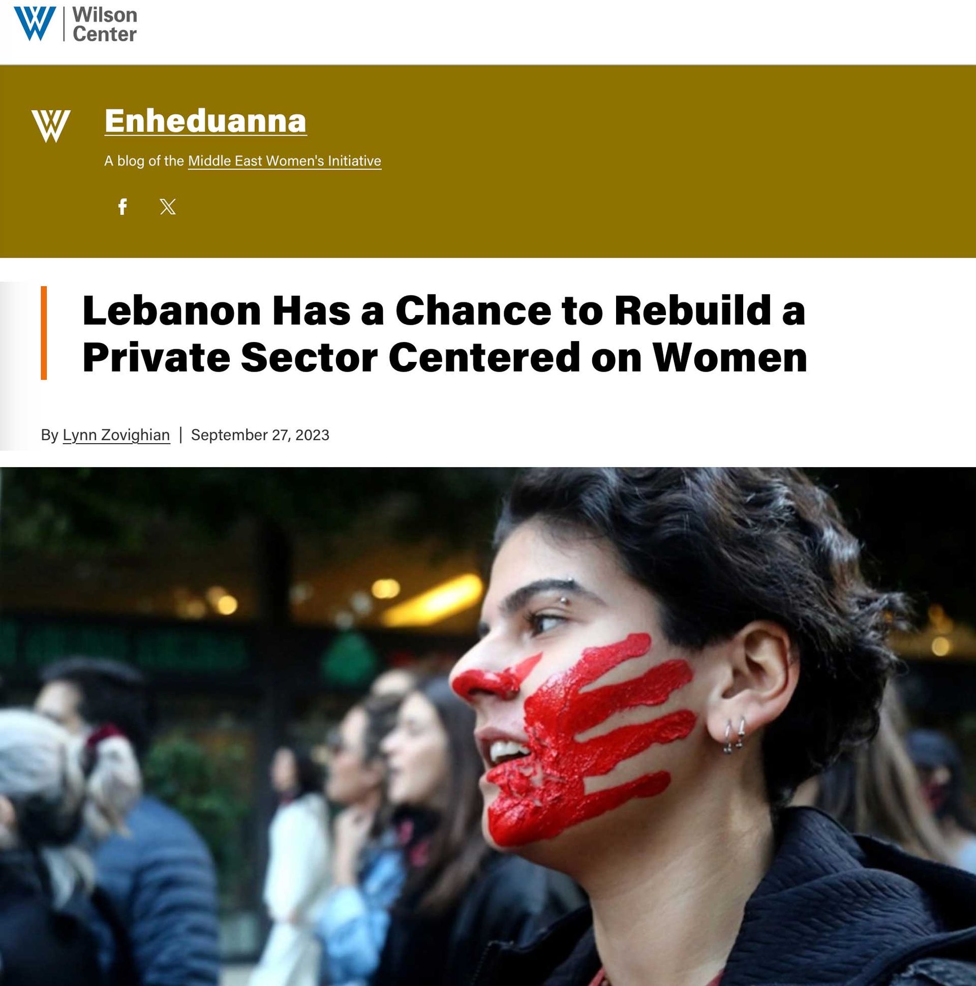 Wilson Center article by Lynn Zovighian; headline
