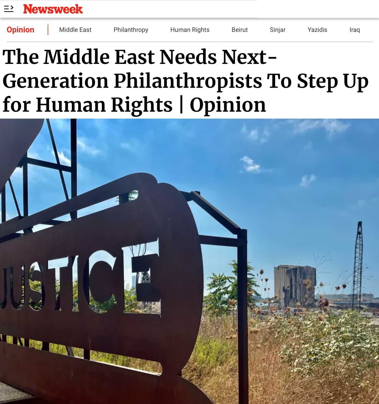 Newsweek article about Middle East human rights.