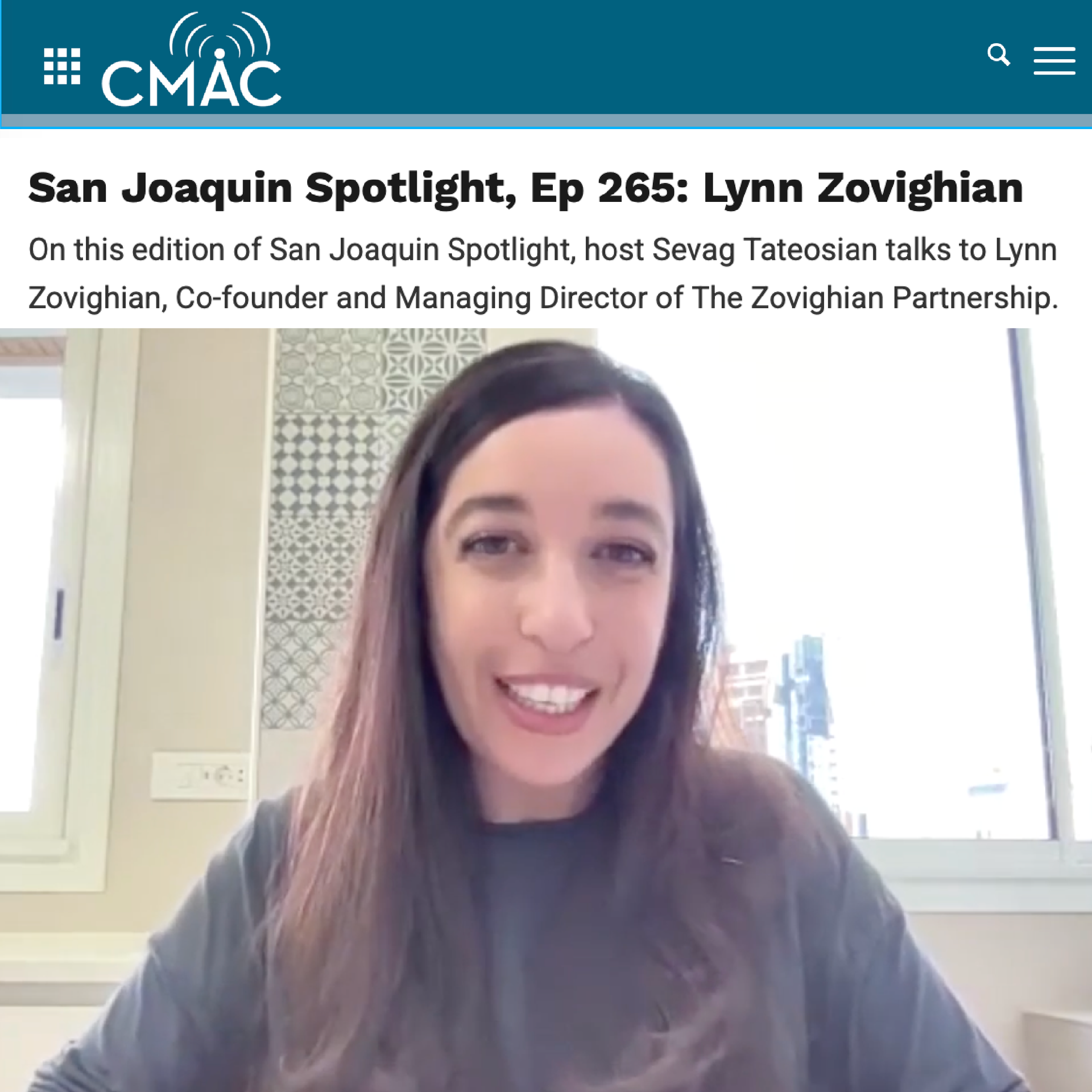 Lynn Zovighian during interview on CMAC TV talking about being Arab and Armenian