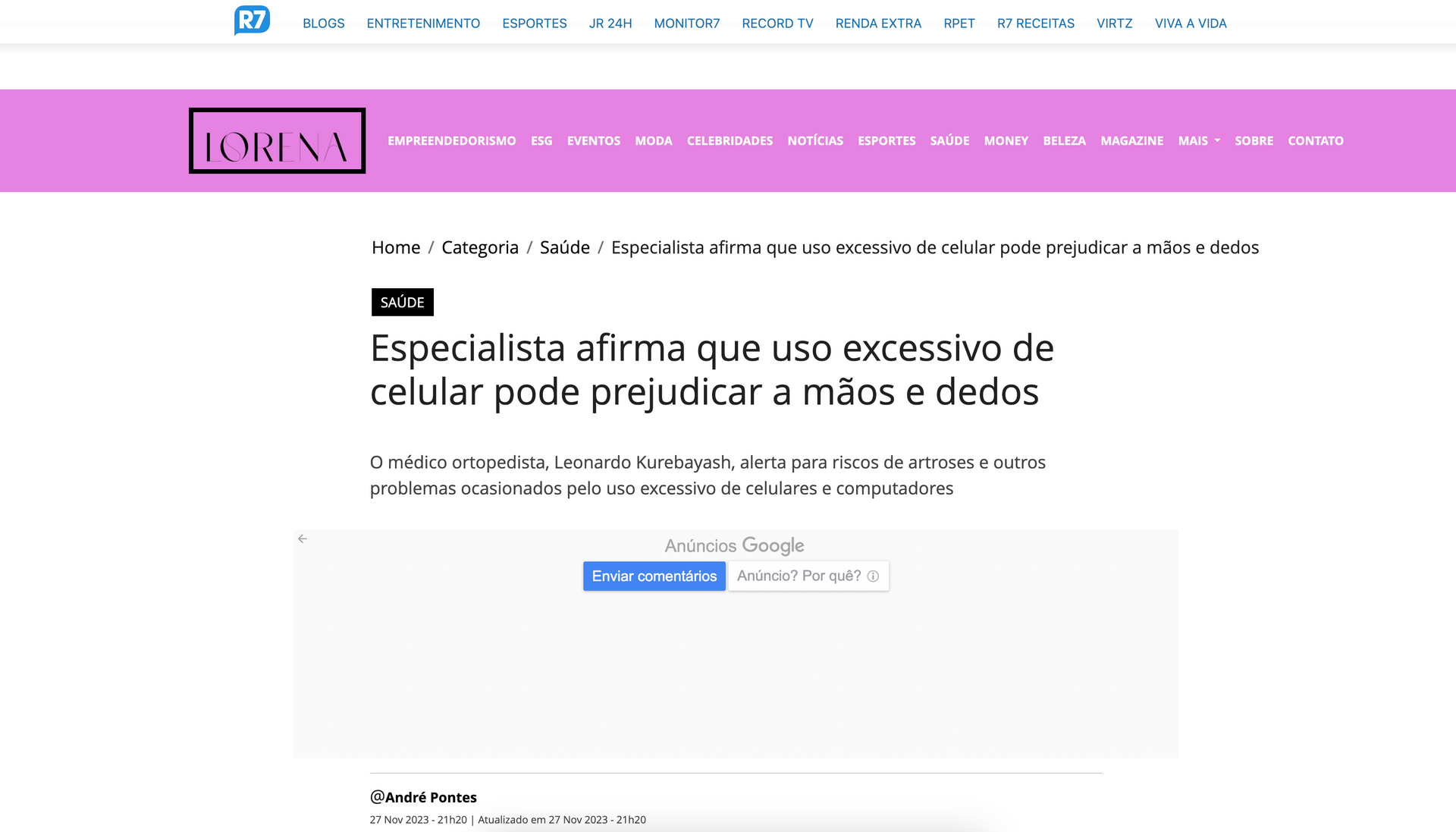 Entrevista para Portal R7