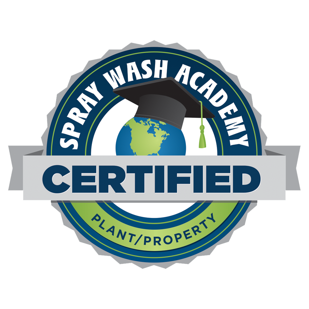 A logo for spray wash academy certified plant / property