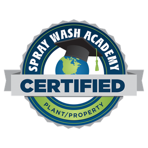 A logo for spray wash academy certified plant / property