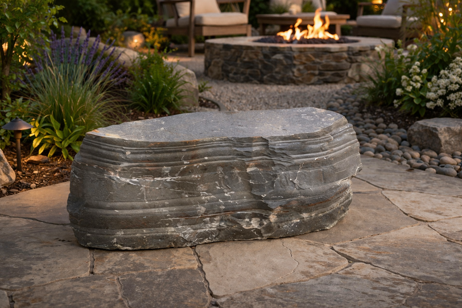 Chiseled Stone Block Seat