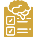 a clipboard with a brain and check marks on it .