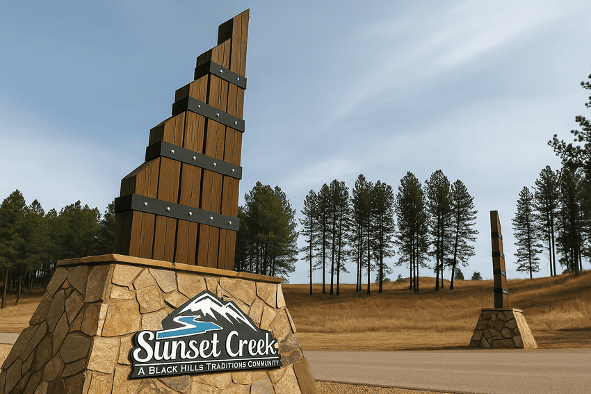 Sunset Creek Estates in Hill City, SD entrance sign