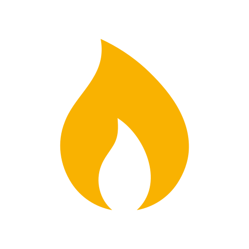 A yellow flame icon on a white background.