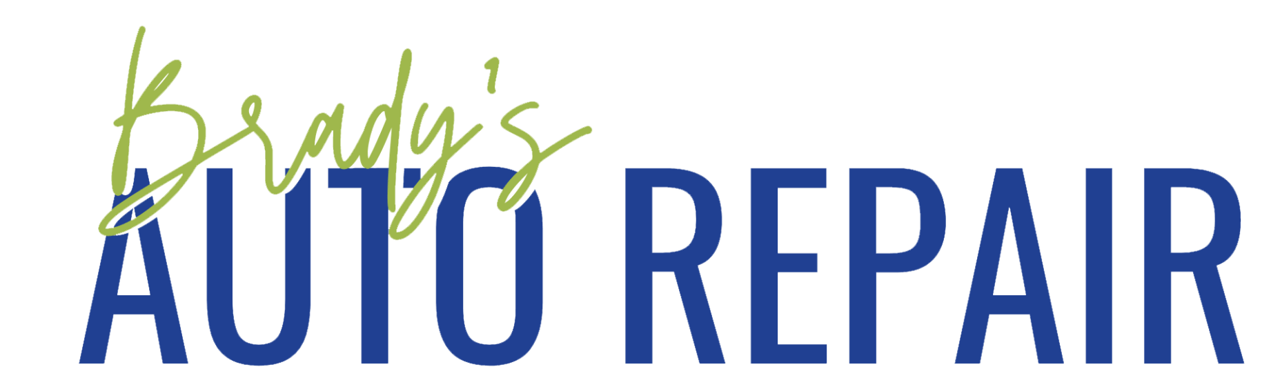 Brady's Auto Repair logo in blue text with
