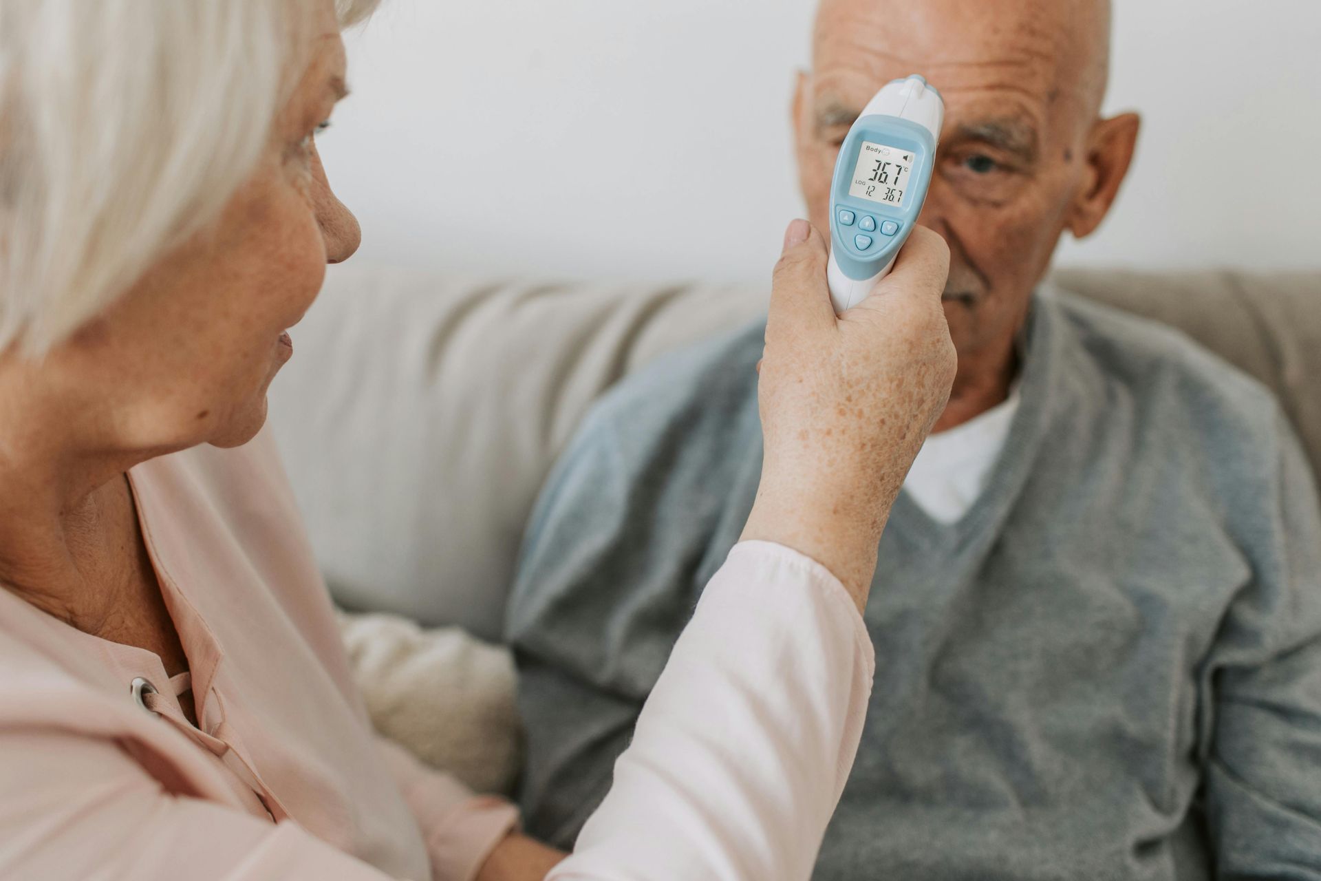 caregiver using a medical device 