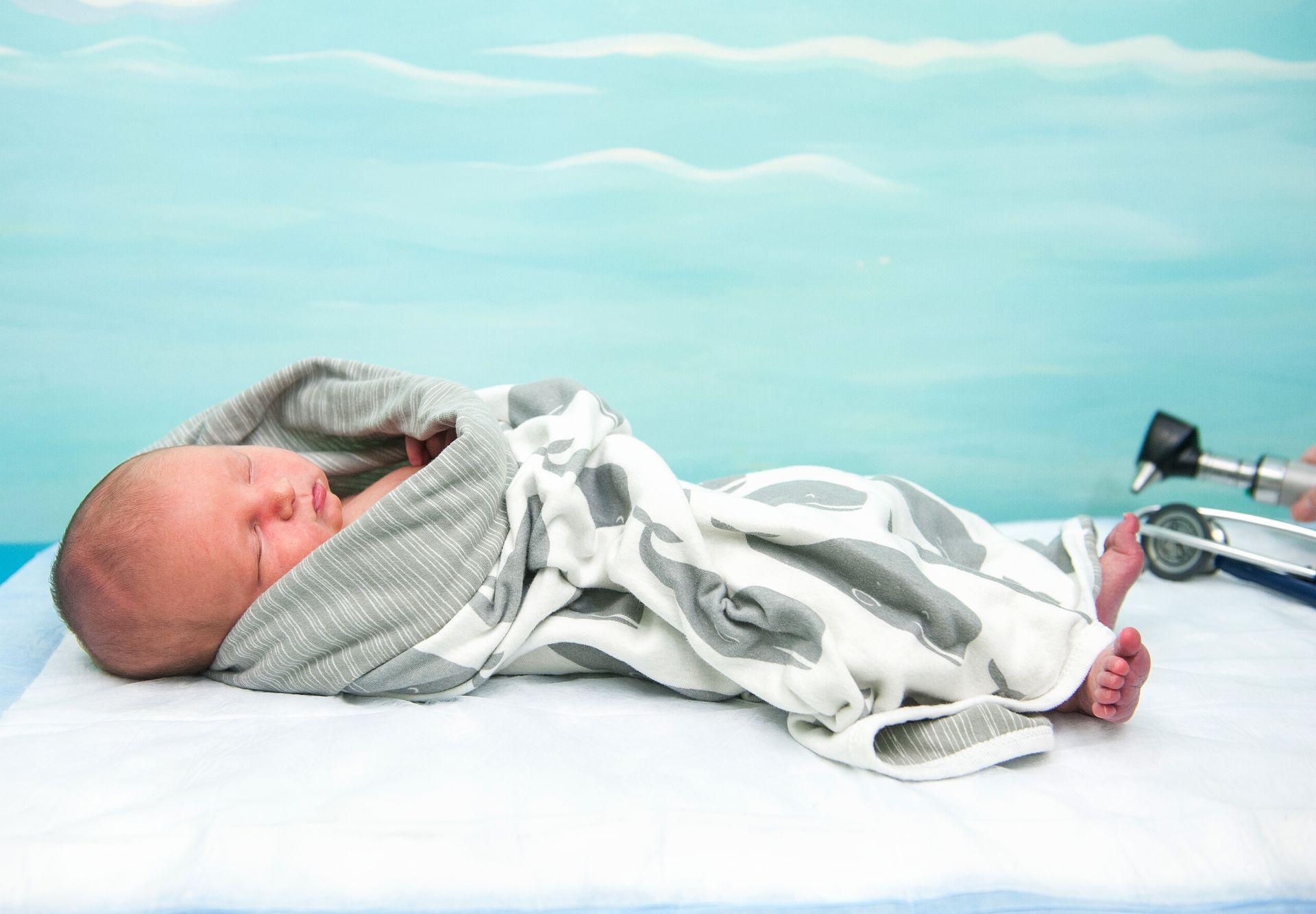 Newborn baby swaddled in a blanket