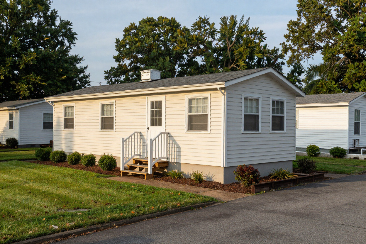 Older single-wide mobile home in an established Virginia community
