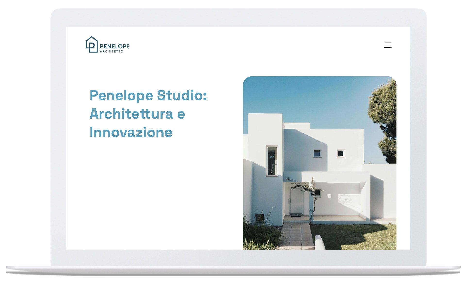 Mobile website screenshot of Penelope Studio: Architecture and Innovation. Buttons: Scopri di più, Contattaci.