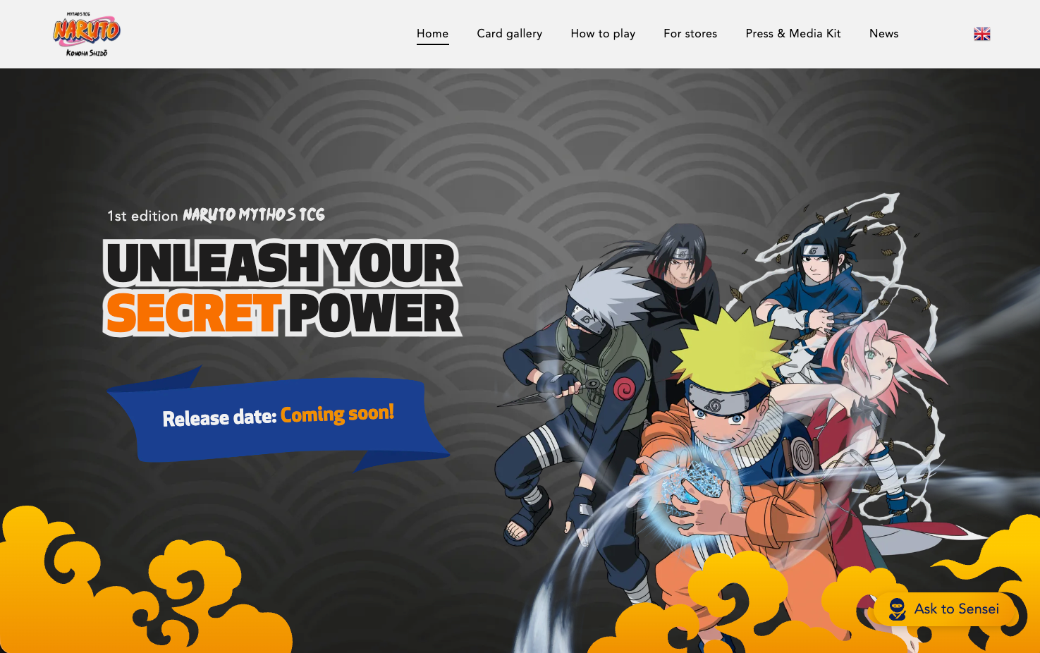Banner del sito web di Naruto: personaggi di Naruto con titolo 