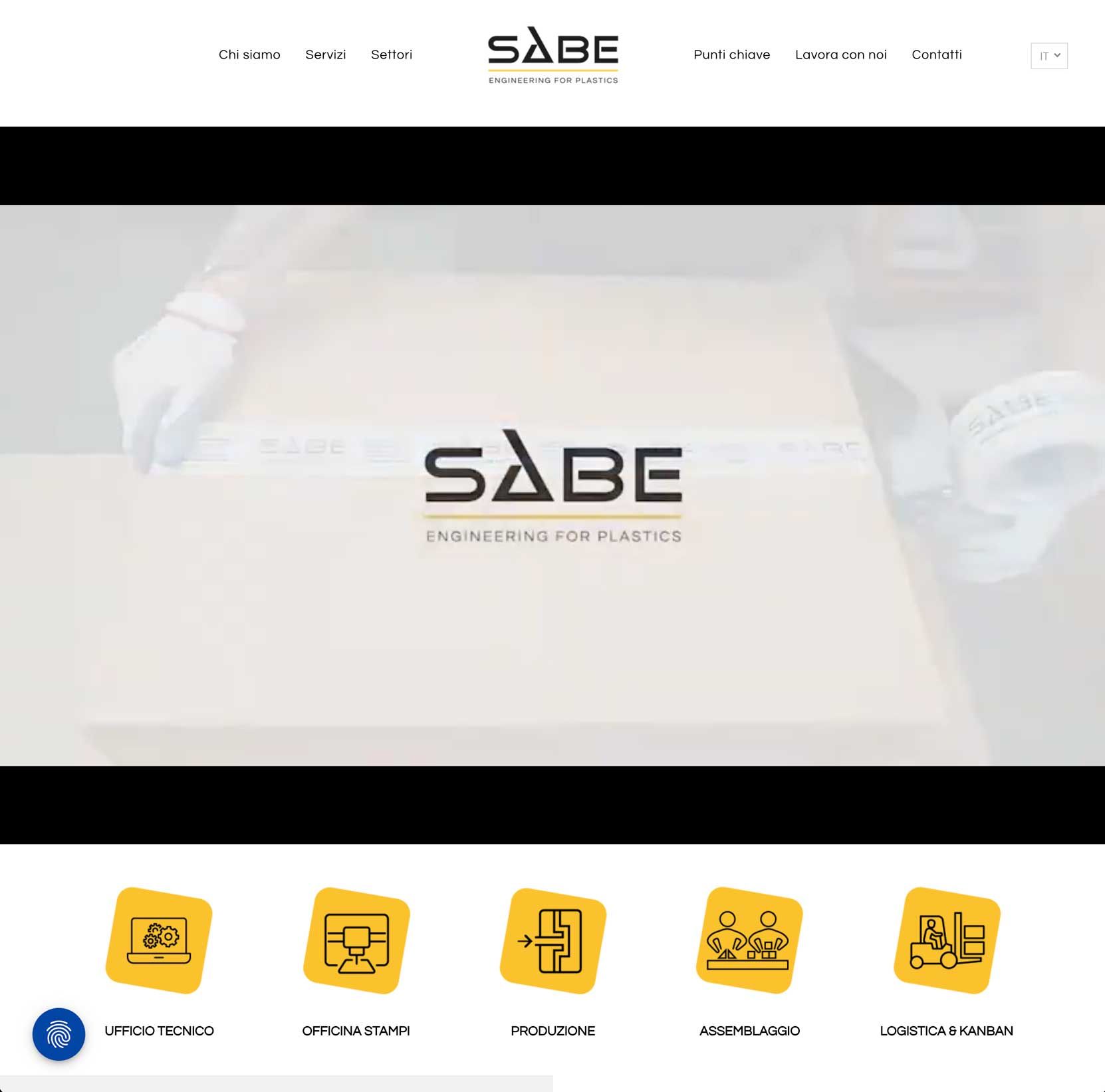 Uno screenshot del sito web di sabe packaging per la plastica
