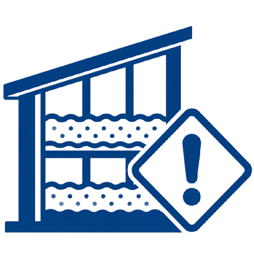 Blue icon for asbestos containing material