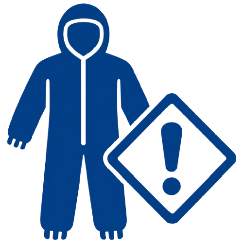 Blue icon for contaminated material area and cleanup
