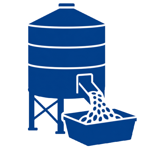 Blue icon showing a silo