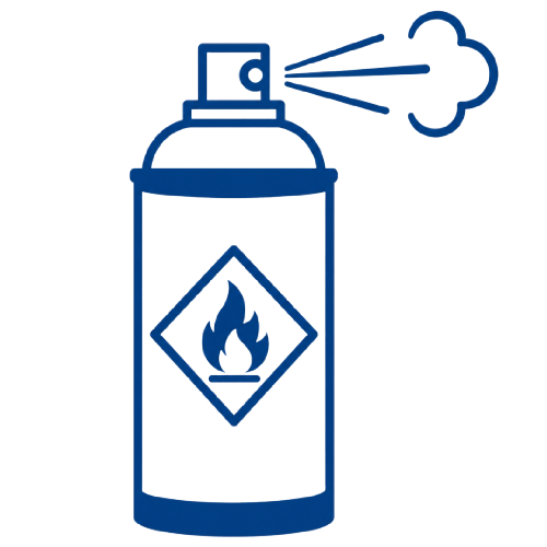 Blue icon showing contaminated aerosol can