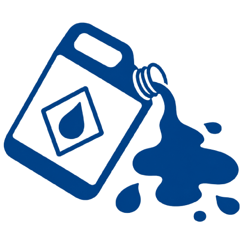 Blue icon for spent cleaning products and waste