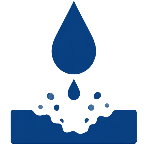 Blue icon showing liquid corroding materials