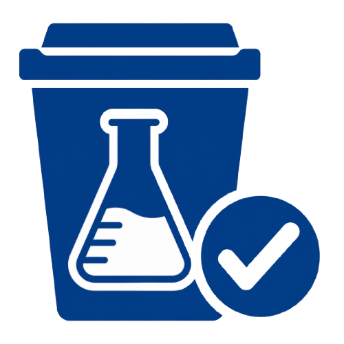 Graphic blue showing non-hazardous waste bin