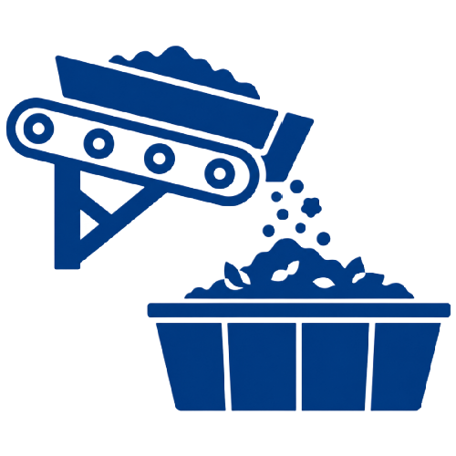 Blue icon showing food and beverage processing plant machine machinery