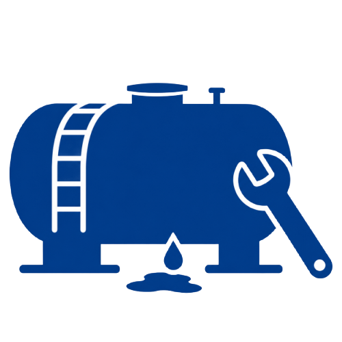 Blue icon agricultural tank and wrench