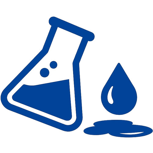 Blue icon showing biological and medical waste in beaker