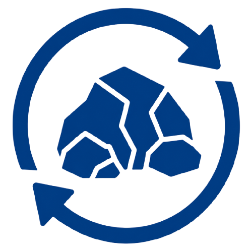 Blue icon showing universal waste with arrows circling