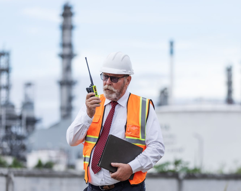 US Waste Industries representative on site overseeing project