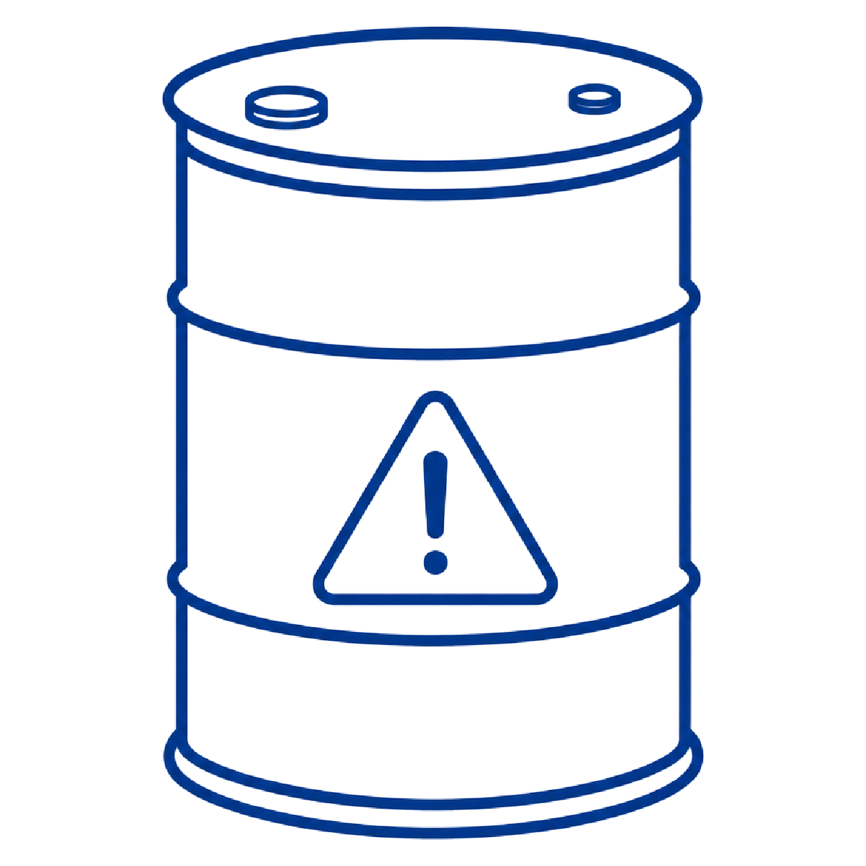Blue industrial drum with hazard warning symbol representing hazardous waste generator liability