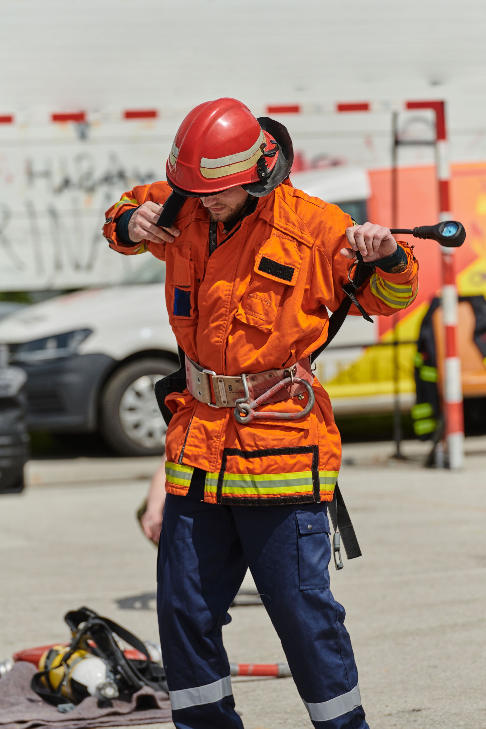 Emergency response supervisor coordinating hazmat operations and site safety