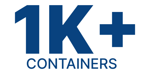 Graphic with the words one K plus container containers