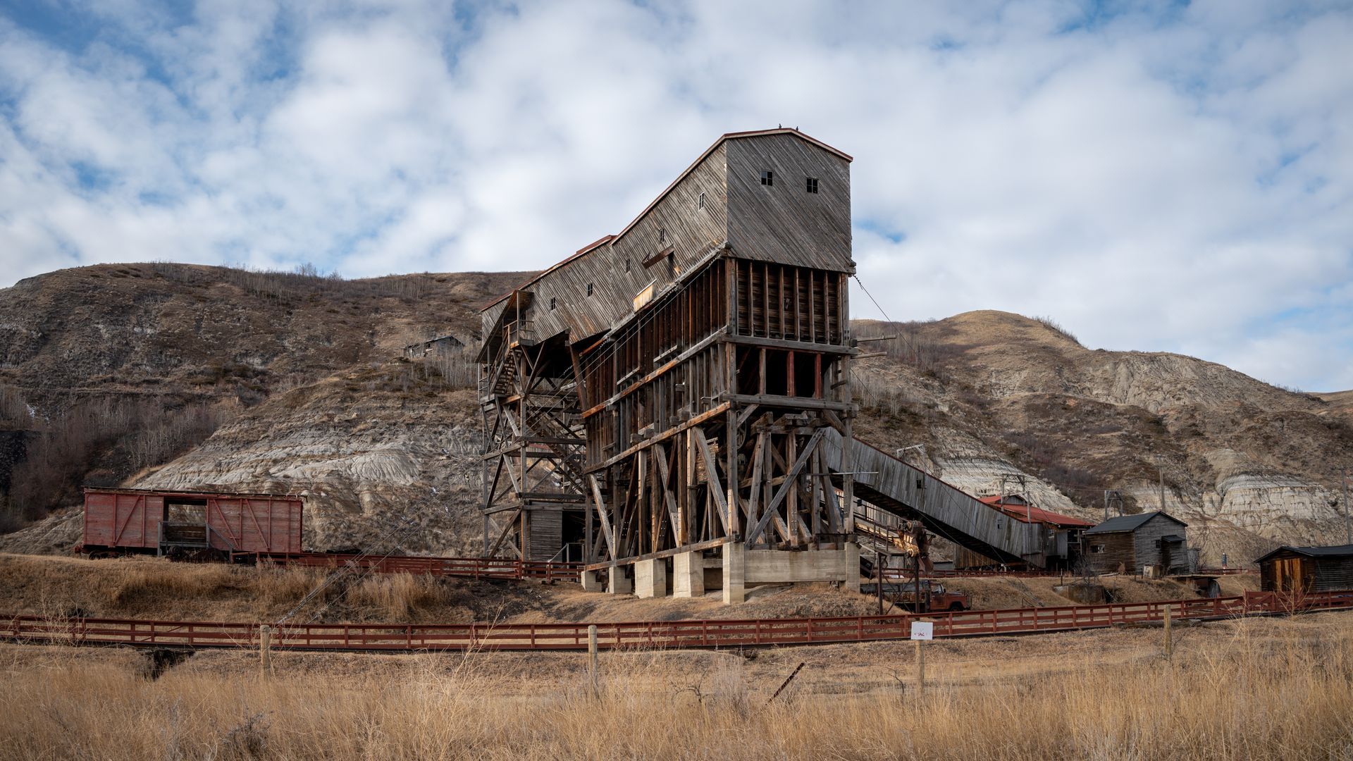 Abandoned mining processing facility undergoing environmental site remediation and contaminated material removal