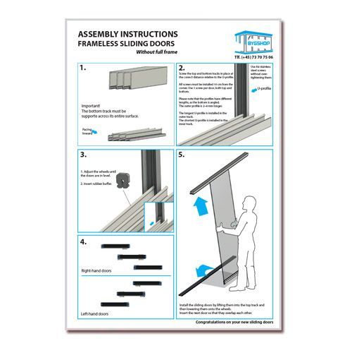 Assembly instructions for BS.8-16 frameless sliding doors