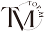 白色背景上的黑色風格化TM標誌，右側環繞著&ldquo;TOPM&rdquo;字樣。