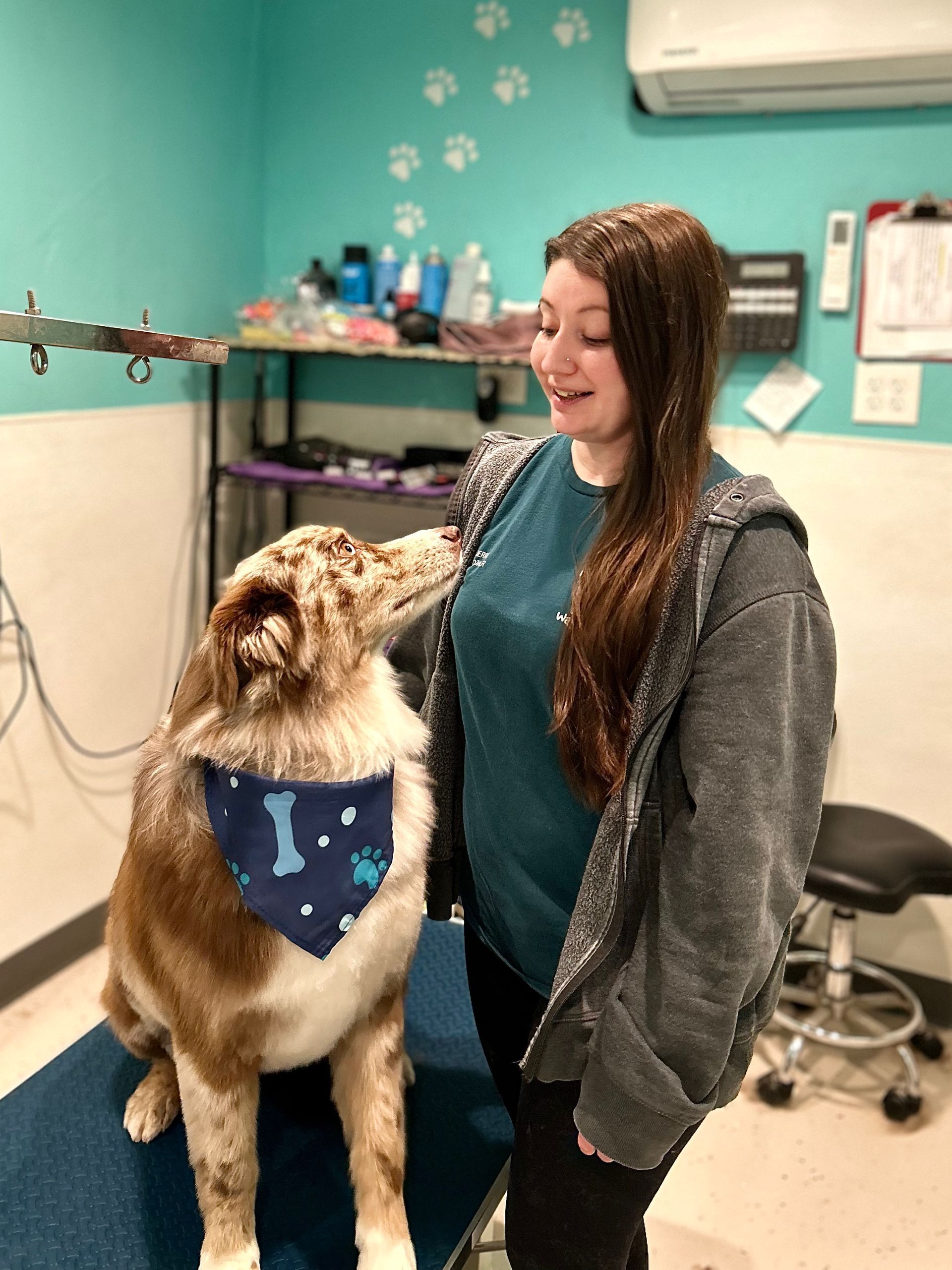 groomer with dog