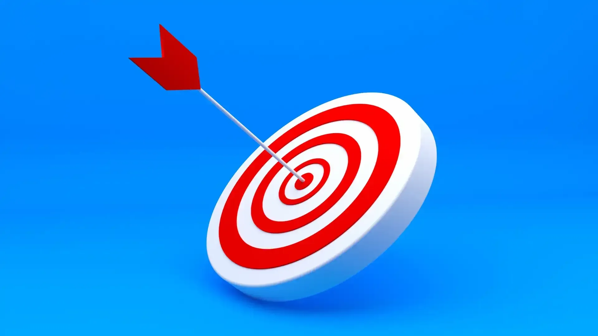 A red arrow is hitting a target on a blue background.