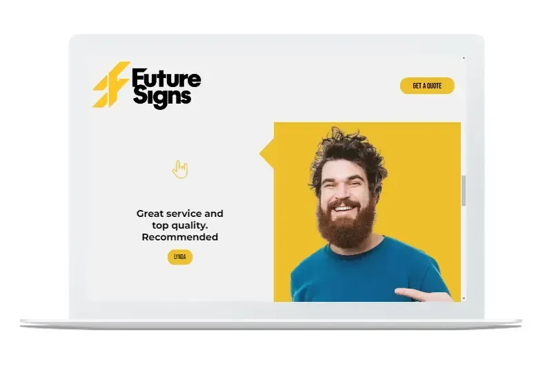 Laptop displaying the Future Signs website