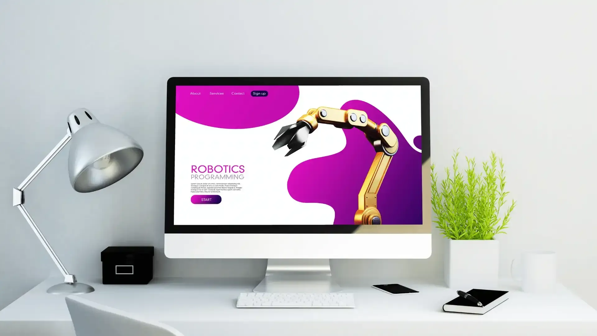 a computer monitor displays a robotics website