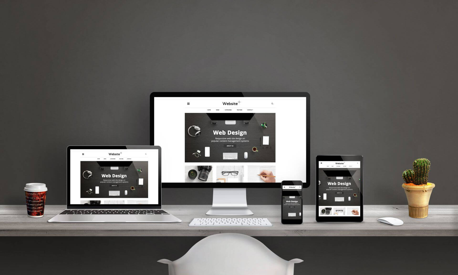 SEO web design, on desktop, laptop, tablet and mobile devices